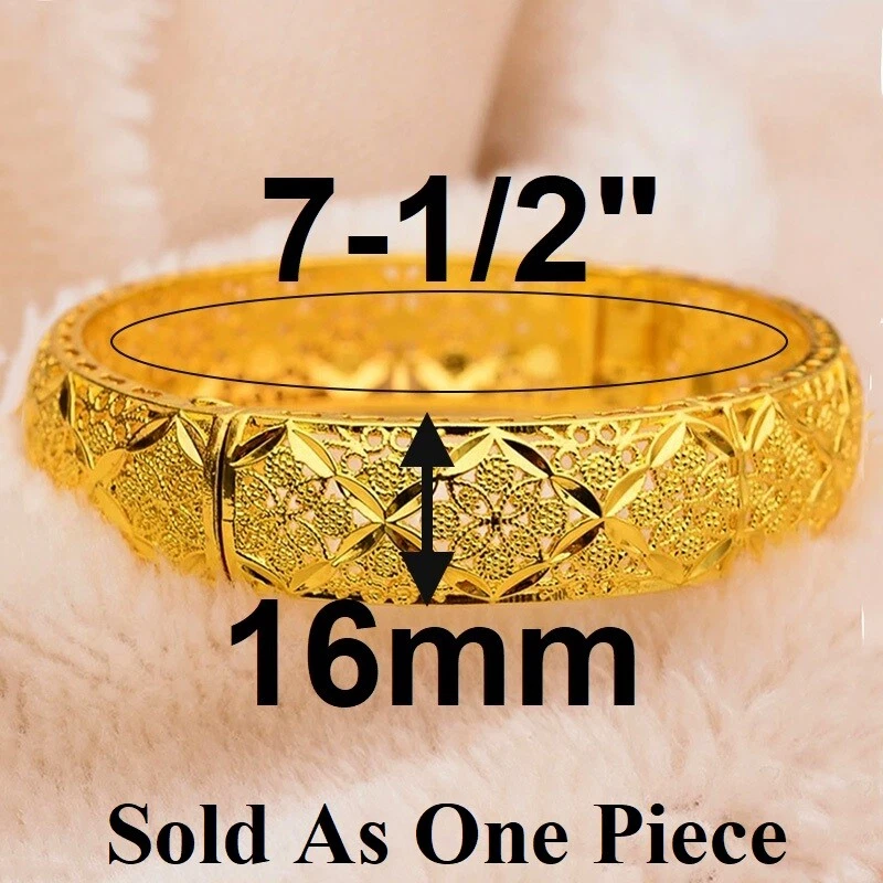 Brazalete brazalete de apertura de 7,5" con flor de 16 mm relleno de oro de 18 quilates para mujer con paquete de regalo D793 Foto 2 de 4