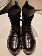 DIRK BIKKEMBERGS 90s, Army Style  Black Leather Boots uk size 5 /US 7/EUR 38