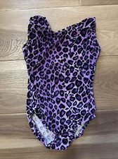 Gymnastics leo girls Small / Purple Velour Cheetah