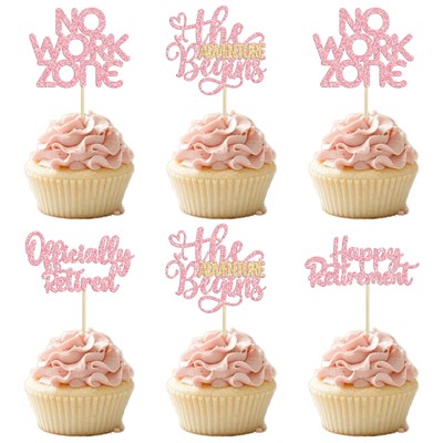 24Pcs Happy Retirement Cupcake Toppers Officially Retired No Work Zone Advent...