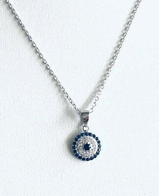 925 Sterling Silber Evil Eye Halskette, Auge Charm 16'' bis 18'' Halskette-ESN18