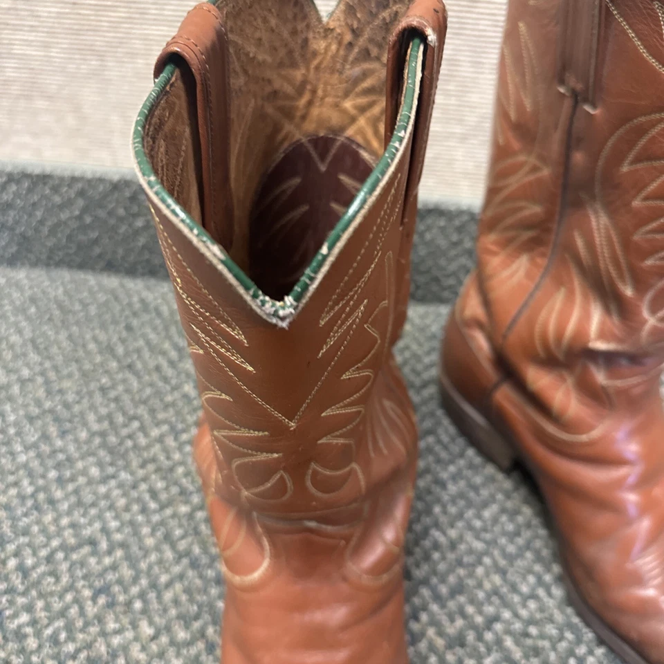 Justin Boots Womens 8.5 Brown Cowboy Western Point Toe Distressed Riding Barn - Image 3 of 4