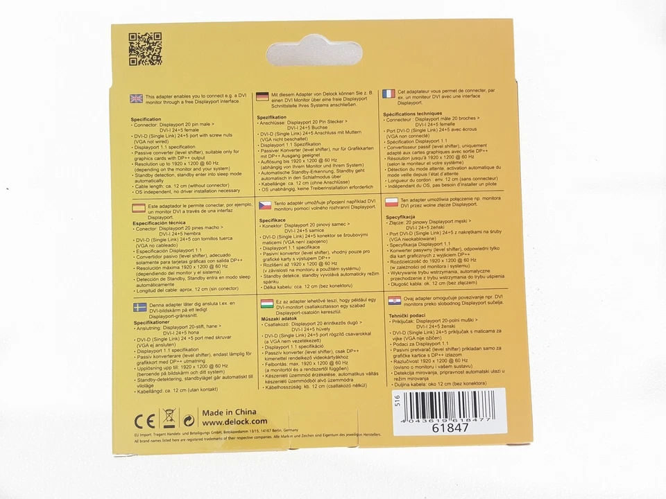 Delock Adapter 61847 DisplayPort 1.1 male > DVI female schwarz Neu&OVP - Bild 3 von 3