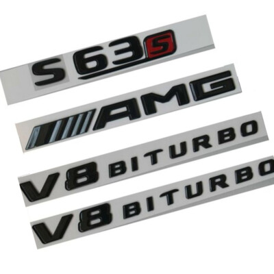 S63s AMG V8 BITURBO Emblems Aufkleber Schwarz Glänzend Für Mercedes Benz W222