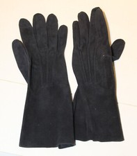 WOMANS VINTAGE MEYERS MAKE POLAVA NAVY LEATHER GLOVES Size 7 1/4", I. MILLER