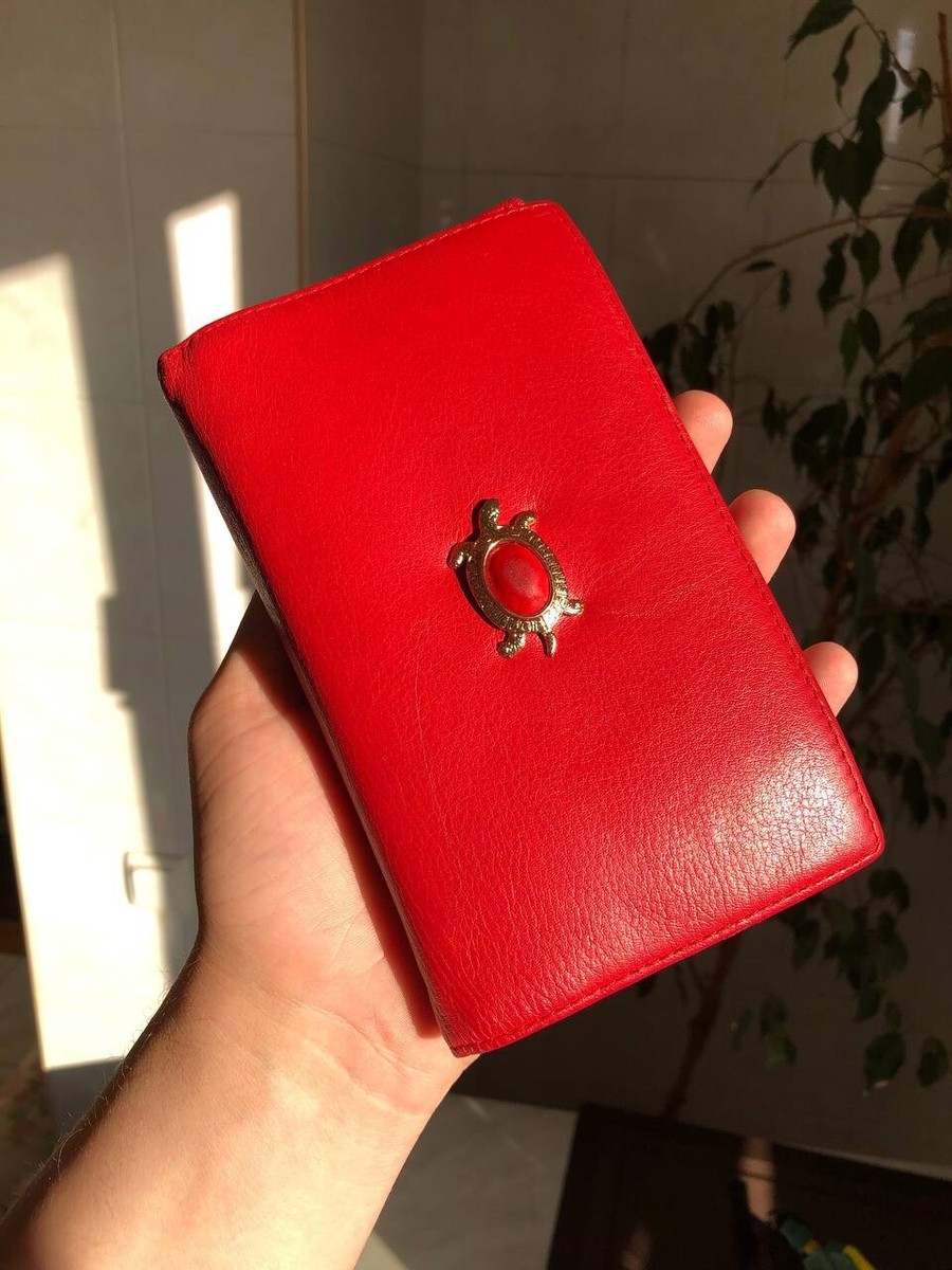 Vintage Salvatore Ferragamo Unisex Card Holder Wallet Red Leather