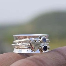 925 Sterling Silver Moonstone Spinner Ring For Women Unique Gift For Christmas