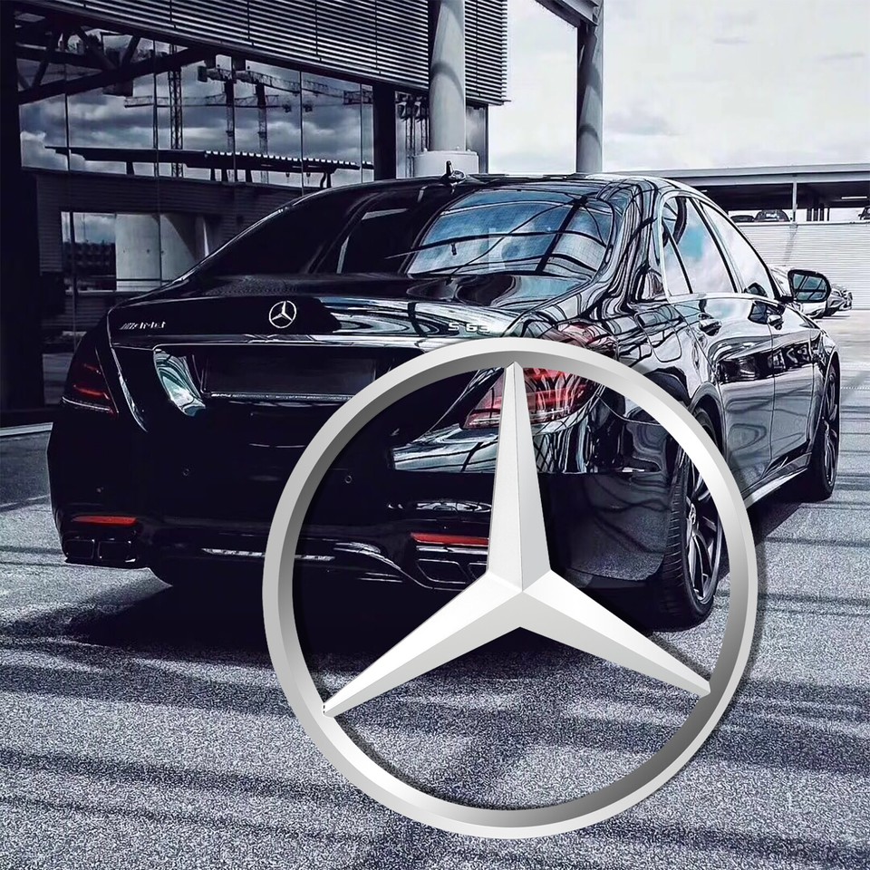 Mercedes Ornament New Mercedes-Benz Matt Black Badge Emblem - 90mm, Rear Boot Logo For A B C E S Mercedes Benz Emblem - Foto 5