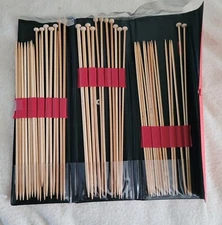 20 pair knitting needles in case Regular & double pointed Bamboo