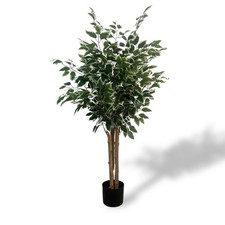XBrand 4ft TwoTone Variegated Artificial Ficus Tree, Lifelike Decorative Indo...