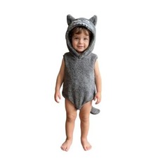 Infant Baby Animal Costume Sleeveless Hooded Romper 18-24 Months B-dark Grey
