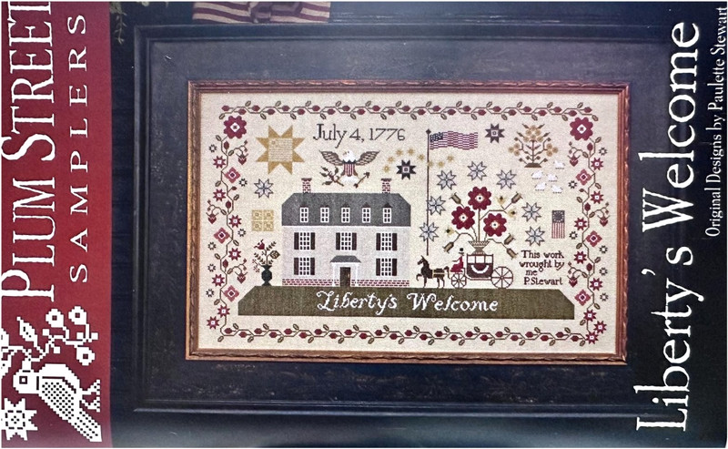 Plum Street Samplers LIBERTY WELCOME Cross Stitch Chart Only ~ house sampler
