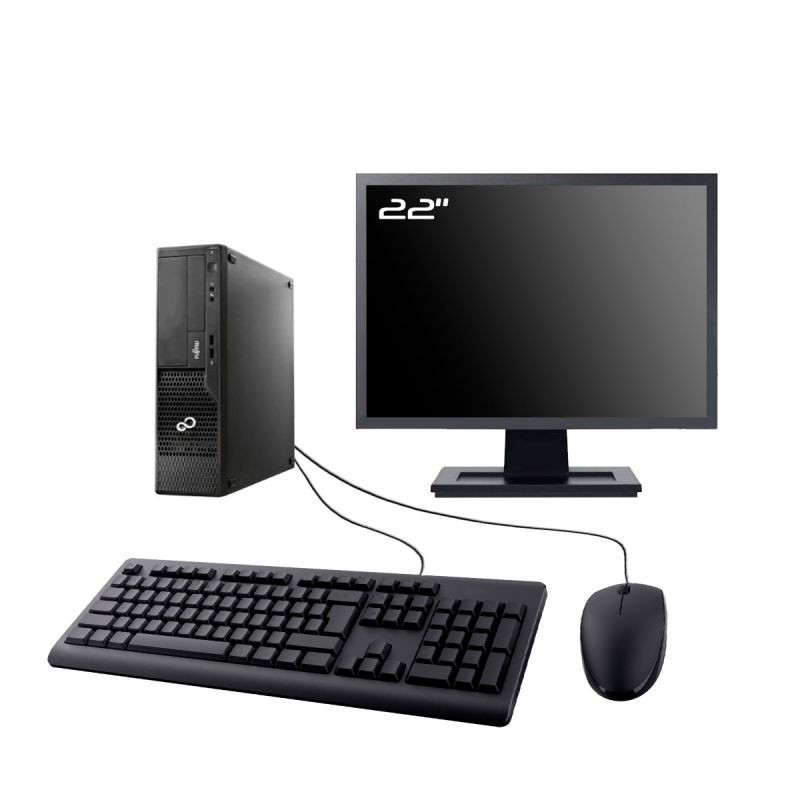 PC Fujitsu E500 E85+ SFF Ecran 22" Intel I7-2600 RAM 8Go SSD 500Go Wifi W11