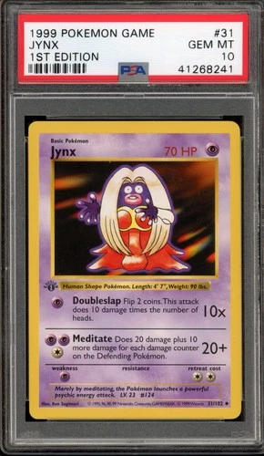 Pokemon Jynx Base Set Shadowless 1st Edition #31 STICKER RESIDUE PSA 10 Gem Mint