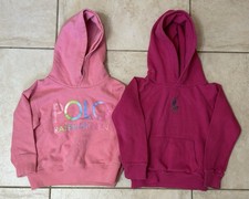 Lot 2 Polo Ralph Lauren Girls Hoodies 4T Pink Floral Big Pony Fleece Pullover
