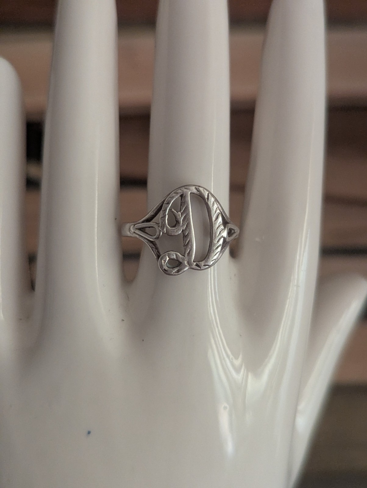 Sterling Silver Monogram Initial D Ring Size 8 Vt… - image 2