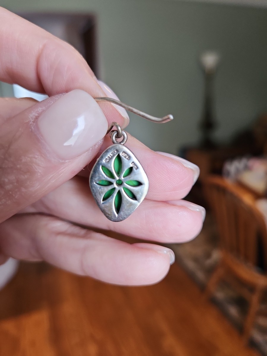 Barse Sterling Silver Green Turquoise Dangle Earrings View 3