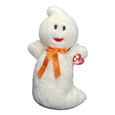 Ty Beanie Buddies Spooky the Ghost Halloween 12" Plush Retired Red Felt Mouth