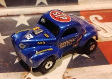 CUSTOM SLOT CAR  1941 WILLYS GASSER  STP / BLUE  TJET   NEW / HO / A/W