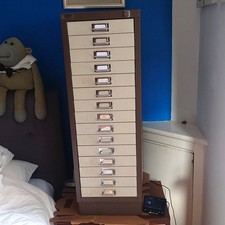 Triumph 15 Drawer Metal Multidrawer Filing Cabinet, Cream/Brown