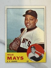 1963 Topps Baseball EXMT  #300 Willie Mays  Crease free sharp original Trimmed