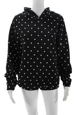 Edikted Women Pullover Hoodie Black Polka Dot 90s Long Sleeve Size S