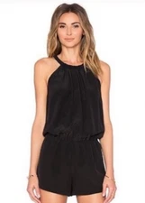 Joie Black Sleeveless Romper, Women’s XS Silk Shorts Romper l Jumpsuit | Crochet