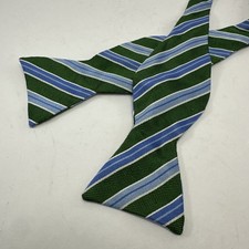 Brooks Brothers Silk Bow Tie Green Blue Stripe Made in USA NEW With Tags