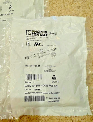 NEW Phoenix Contact 1511857 SACC-M12MS-8CON-PG 9-SH 8-Pin M12 Connector
