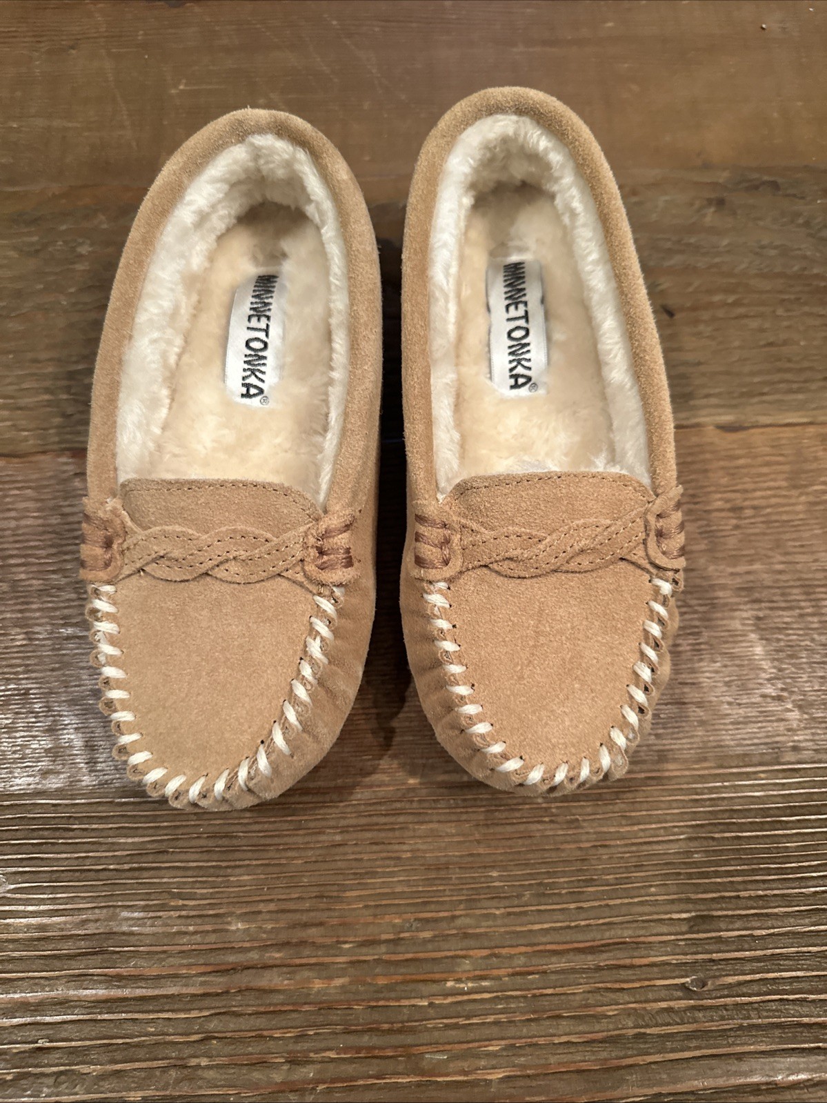 SAOLA Minnetonka MOCASSINI Vivian slip on marrone scamosciato pantofole suola gomma 40753 taglia 5M