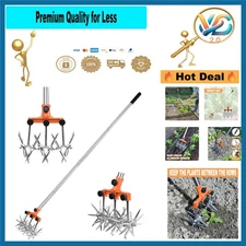 Rotary Cultivator Garden Tiller Adjustable Stainless Steel Handle 57 Inch Lig...