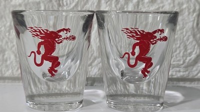 Fireball Shot Glasses Fire Breathing Dragon Collectible Set Of Two 2 Made In USA