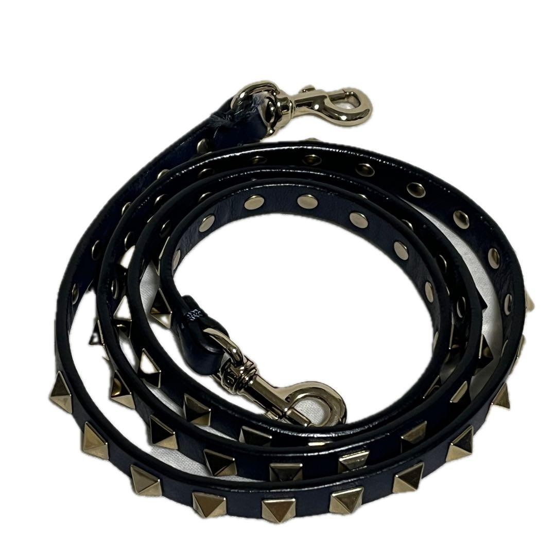 Valentino Garavani Navy Leather 2-Way Studded Tote Bag, Shoulder, Authentic Jap thumbnail 10