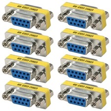 8 Pcs DB9 9-Pin D-SUB Serial Female to Female Mini Gender Changer Coupler Gold