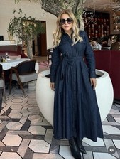 ZARA NEW WOMAN MIDI ZW COLLECTION BELTED DENIM DRESS BLUE L 5216/263/407