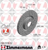 2X Bremsscheibe Zimmermann 230.2370.52 2 Bremsscheiben Vorderachse Vorne