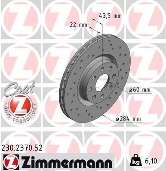 2X Bremsscheibe Zimmermann 230.2370.52 2 Bremsscheiben Vorderachse Vorne-image