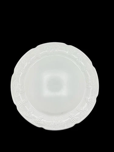 Indiana Milk Glass Platter 14" Round Harvest Grape Scalloped Torte Plate Vintage