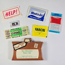 RARE! VTG 1963 Travel Survival Kit ~ Der Ritterhof Motor Inn ~ Leavenworth, WA