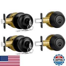 Plustool 2 Pack Front Door Lock Set Matte Black,Exterior Door Lock Set