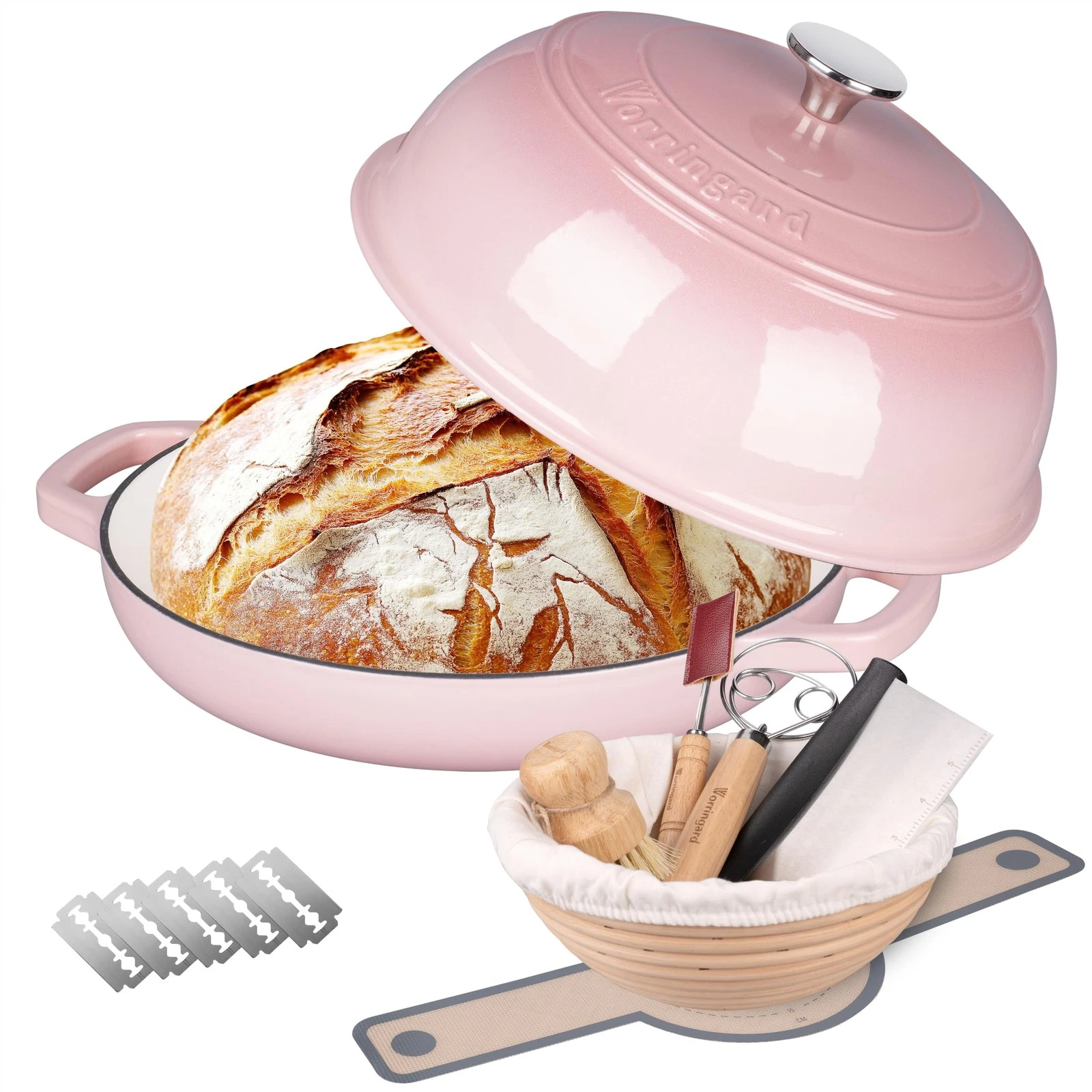 Enameled Cast Iron Dutch Oven Pot with Lid, Bread Oven for Sourdough Bread Ba...