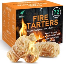 72 PCS Natural Fire Starters for BBQ Grill, Indoor Fireplace, Wood Stove & Camp