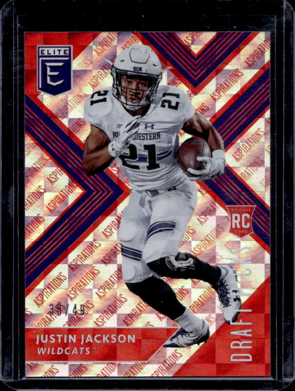 Justin Jackson Panini Elite Draft Picks Collegiate #140 Aspirations-Red