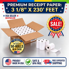 3-1/8" x 230' Thermal Receipt Paper 50 Rolls POS Cash Register Printer BPA Free