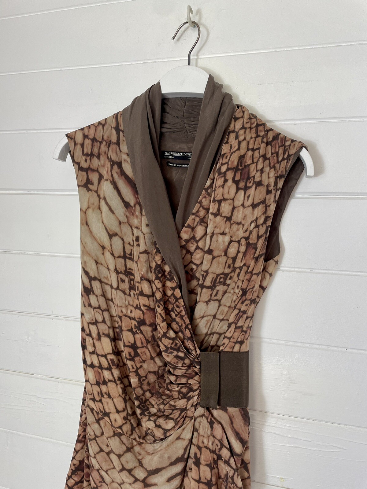 All Saints Brown Pink Bleach Python Pure Silk Dra… - image 3