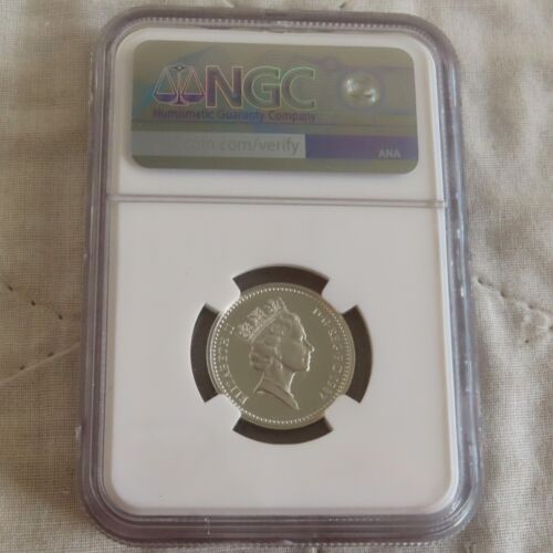 1987 ENGLISH OAK ONE POUND SILVER PROOF- SLABBED NGC PF69 ULTRA CAMEO - Picture 2 of 3