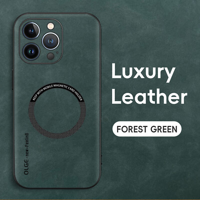 For iPhone 17 Pro Max 16e 15 14 13 12 Luxury Leather Magnetic Rugged Case Cover