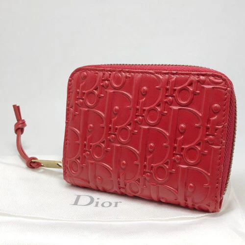 Sac à main oblique Christian Dior Trotter étui à carte portefeuille compact rouge 968