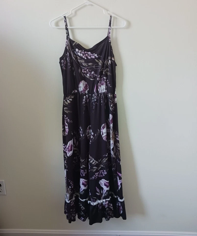 Mono floral blanco púrpura Boohoo para mujer talla 10 correa de espagueti pierna ancha volantes Foto 2 de 4