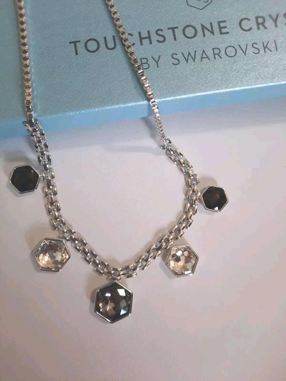 Touchstone Crystal By Swarovski On Edge Necklace NIB